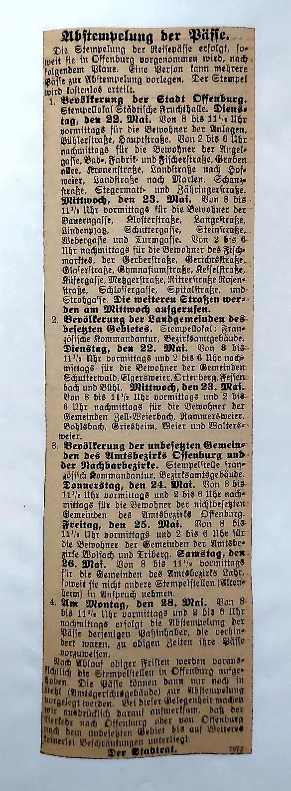 Abstemplung der Paesse